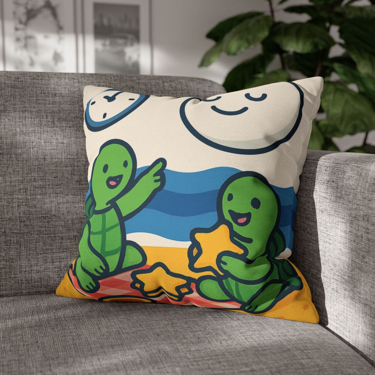 Moon Turtles Tide Time Picnic personalized pillow covers