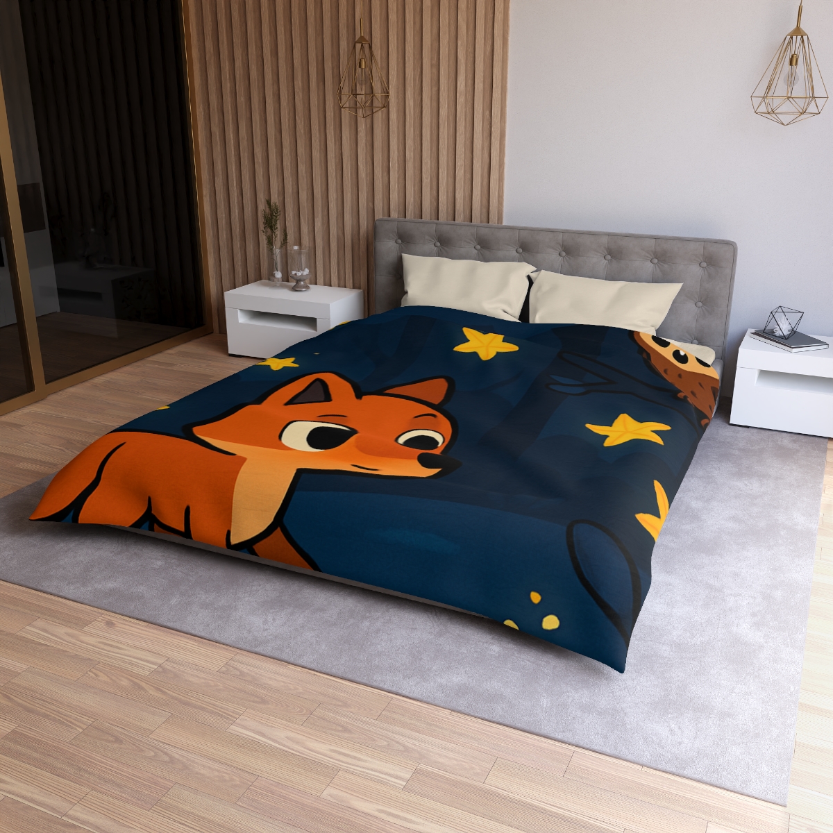 Cosmic Forest Fox trendy bedroom duvets