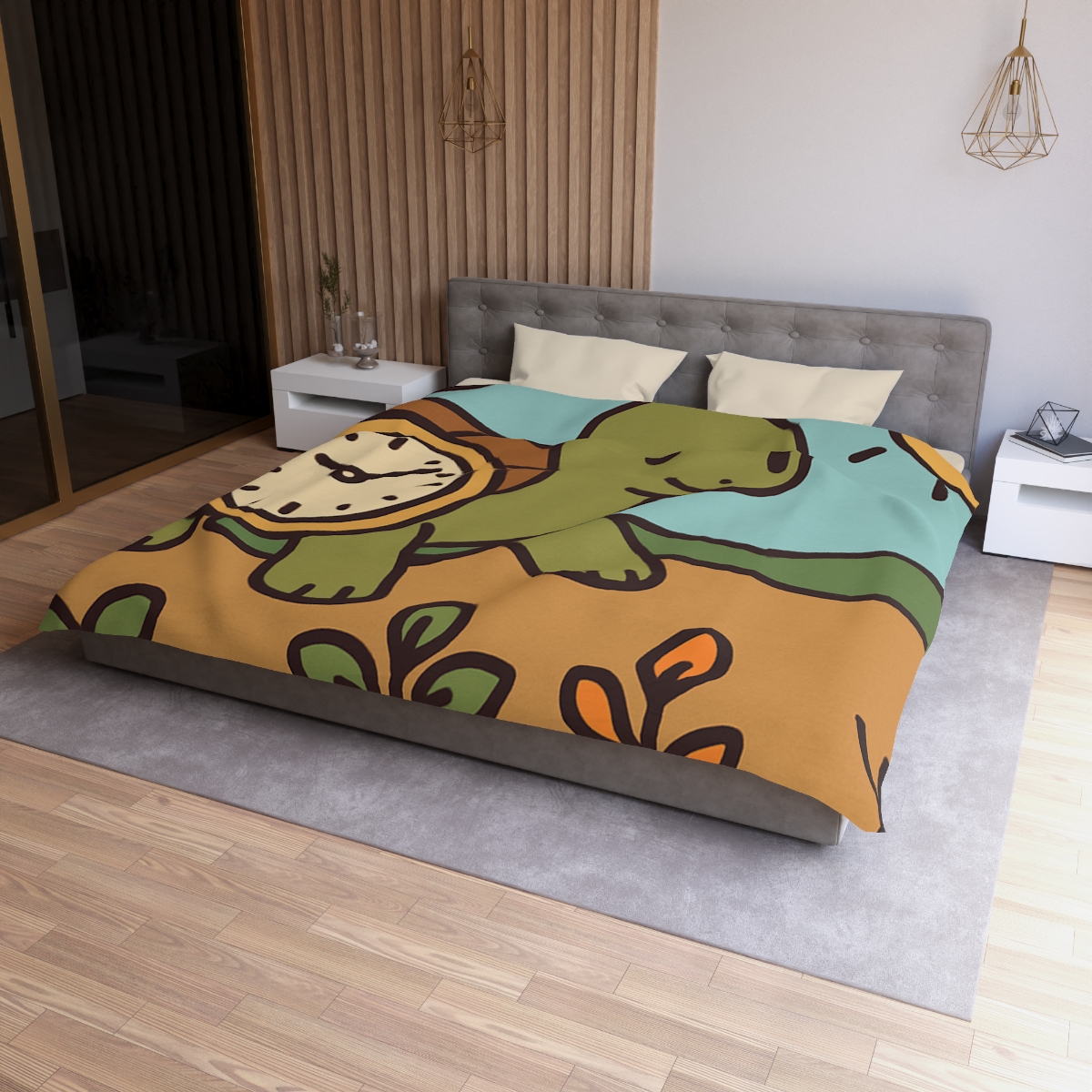 Time Travel Turtle Garden designer printed duvets