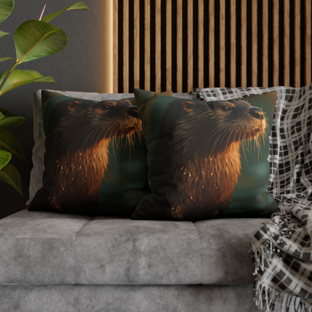 Glinting Stream River Otter soft cotton pillow cases