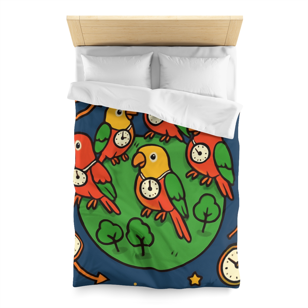 Time Traveling Parrot Planet personalized bedding duvets