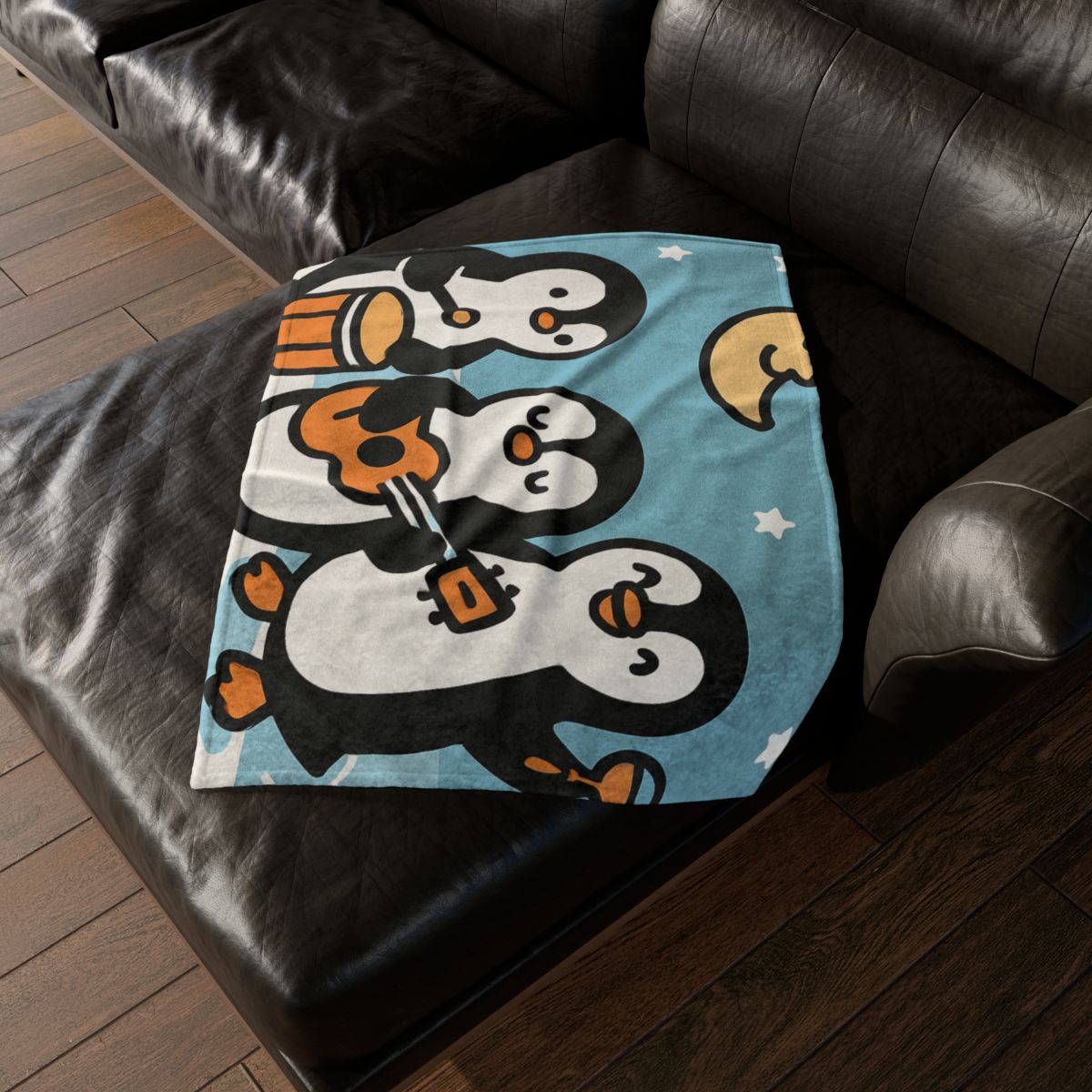Moonlit Penguin Band designer printed blankets