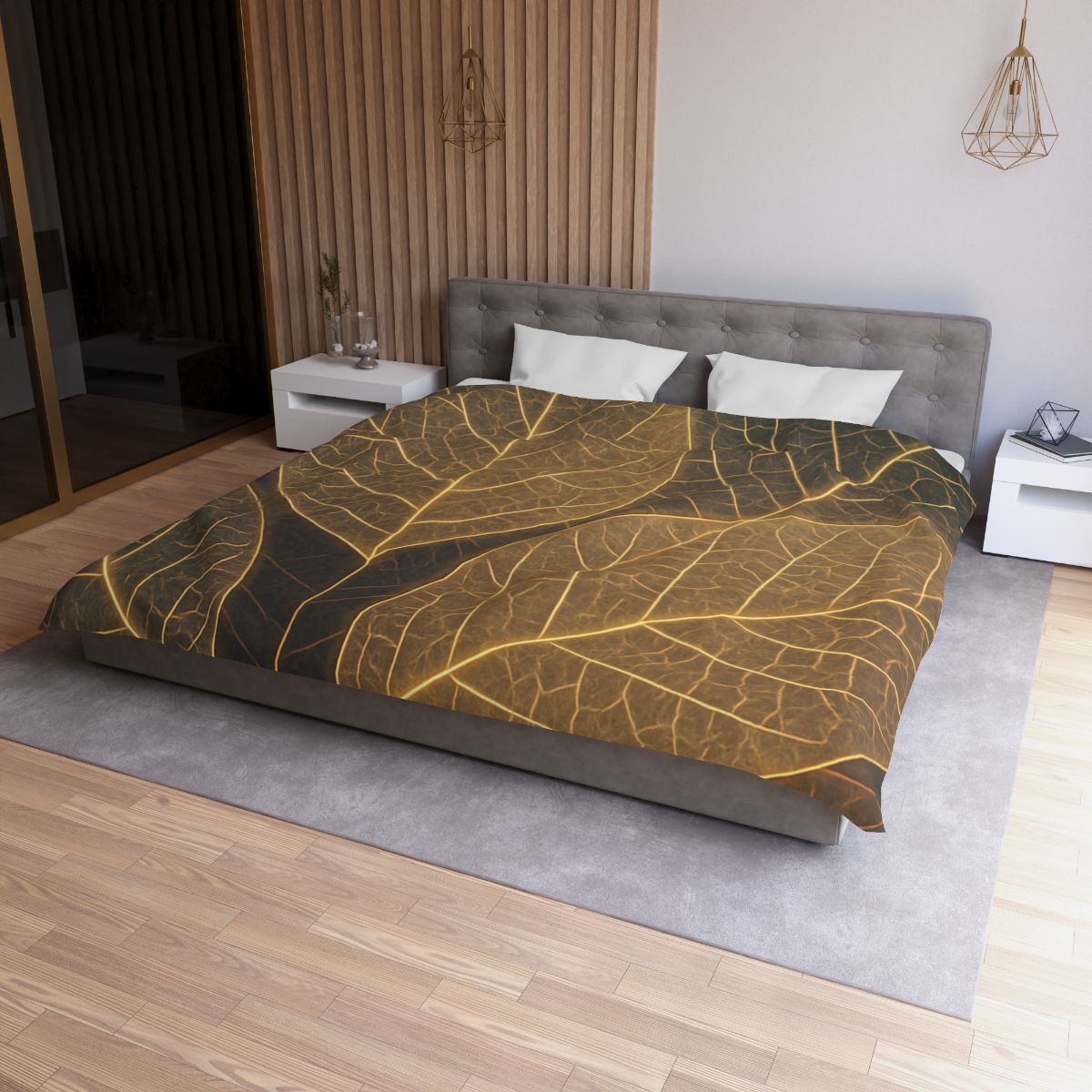 Solar Leaf Lattice designer printed duvets