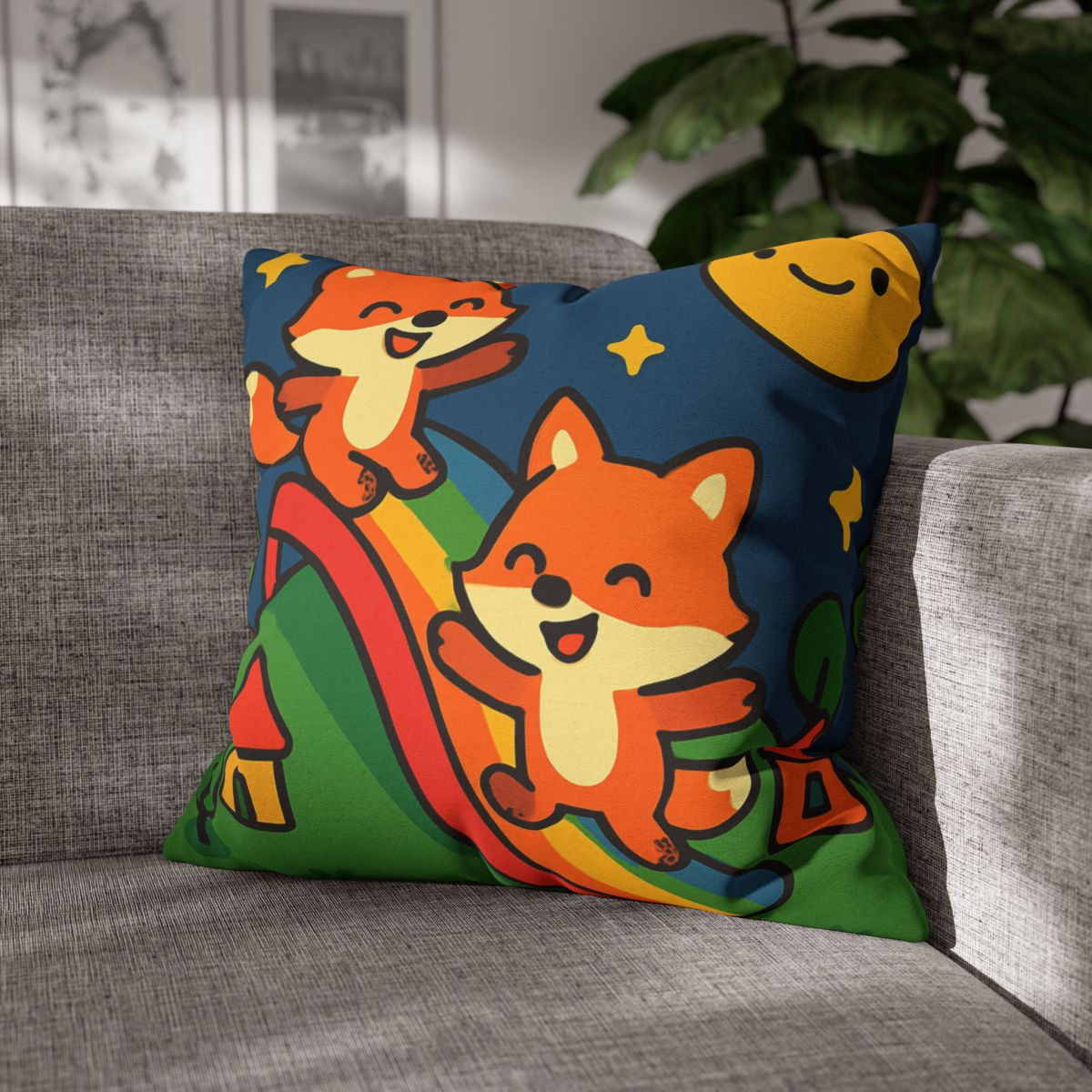 Planet Playground Of The Friendly Foxes trendy patterned pillow cases