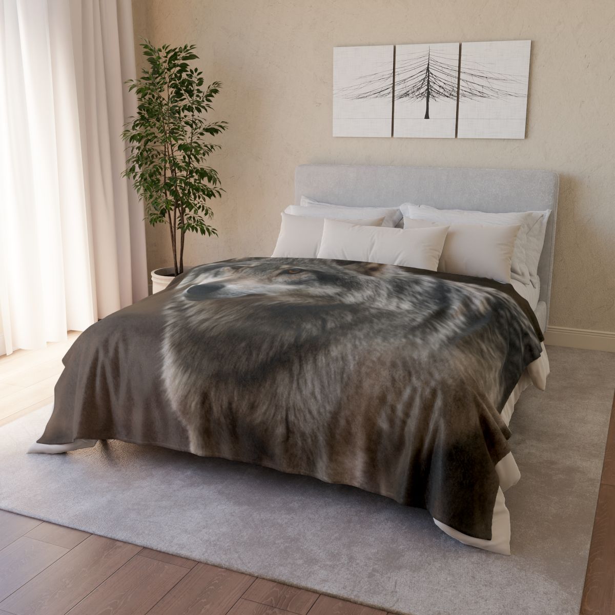 Silver Gaze Gray Wolf decorative home blankets