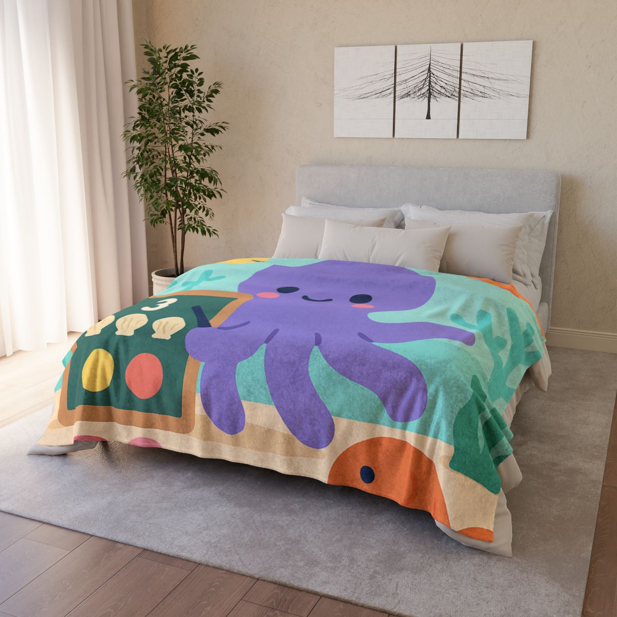 Coral Classroom Octopus decorative home blankets