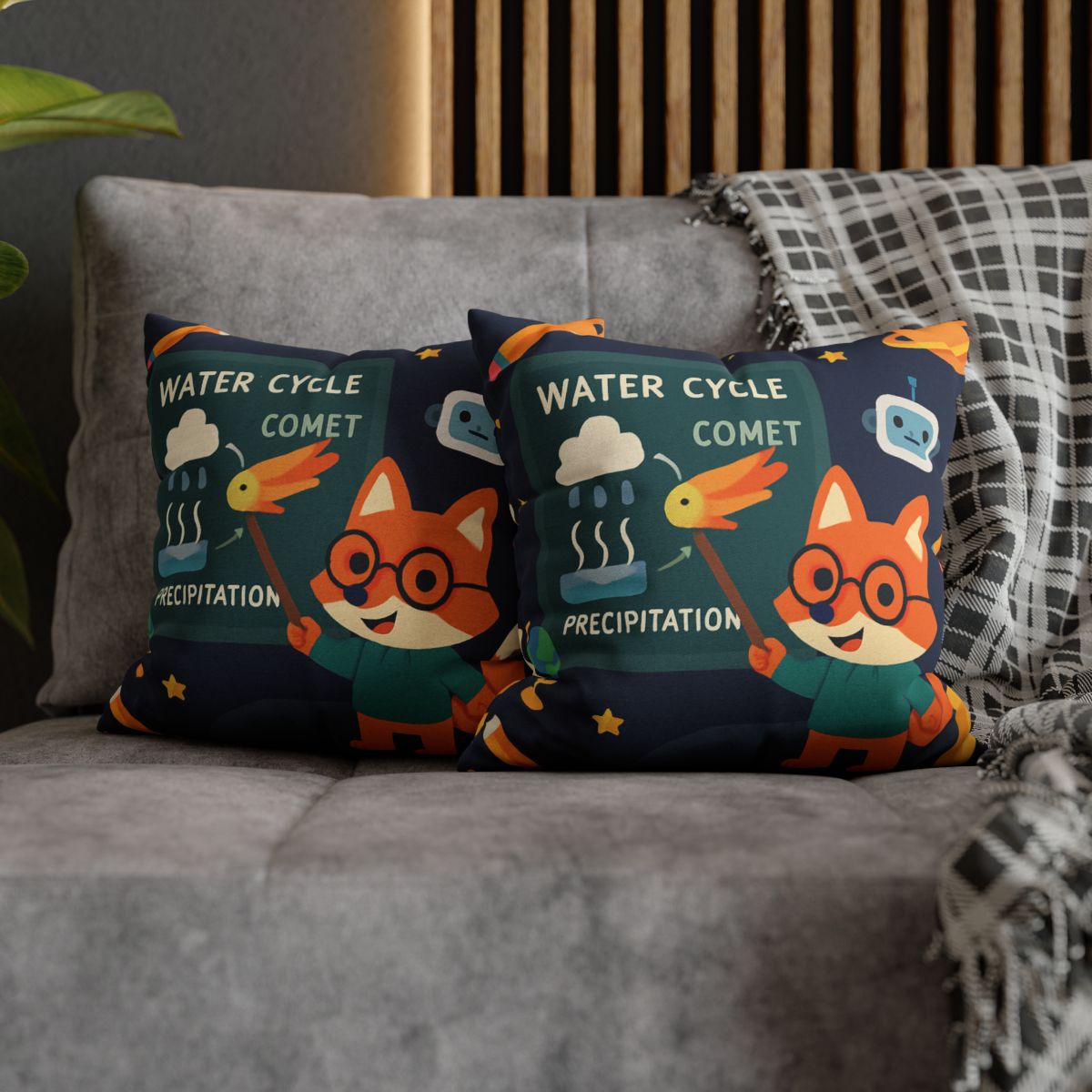 Comet Classroom With Professor Fox soft cotton pillow cases