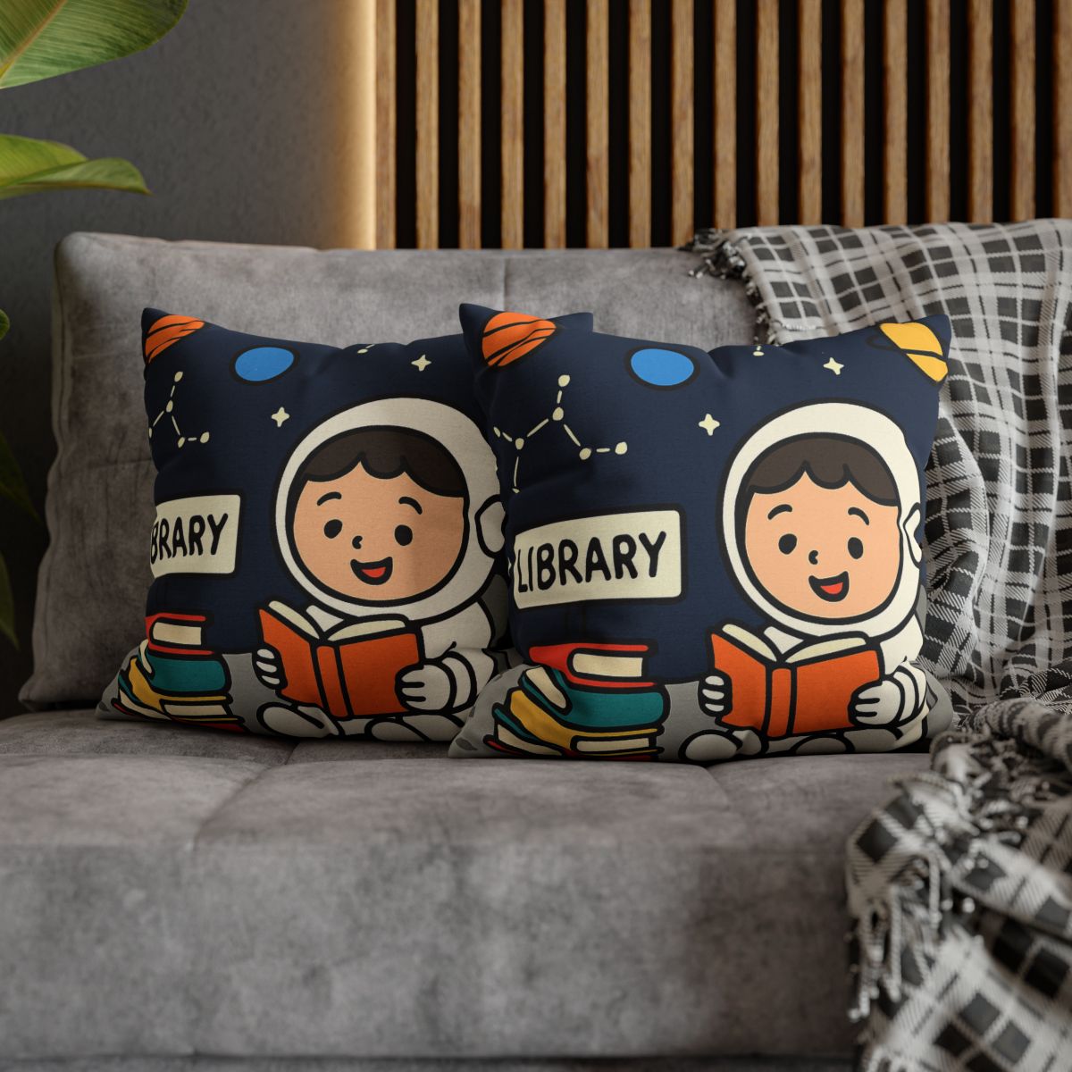 Galaxy Library On The Moon custom pillow cases