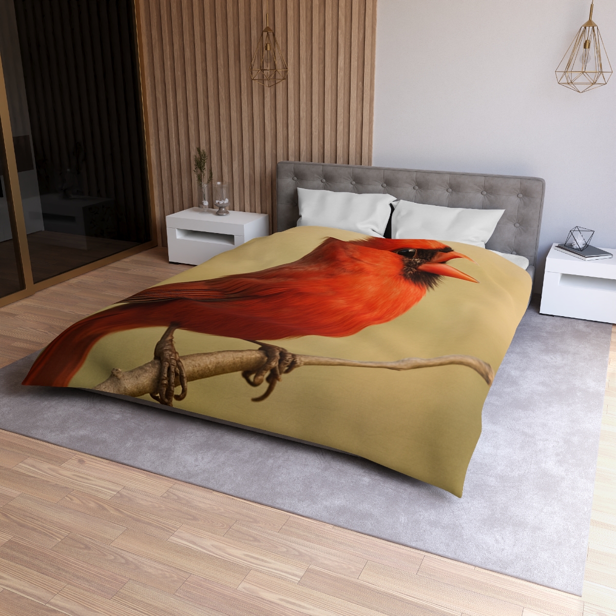 Crimson Hymn Cardinal designer printed duvets