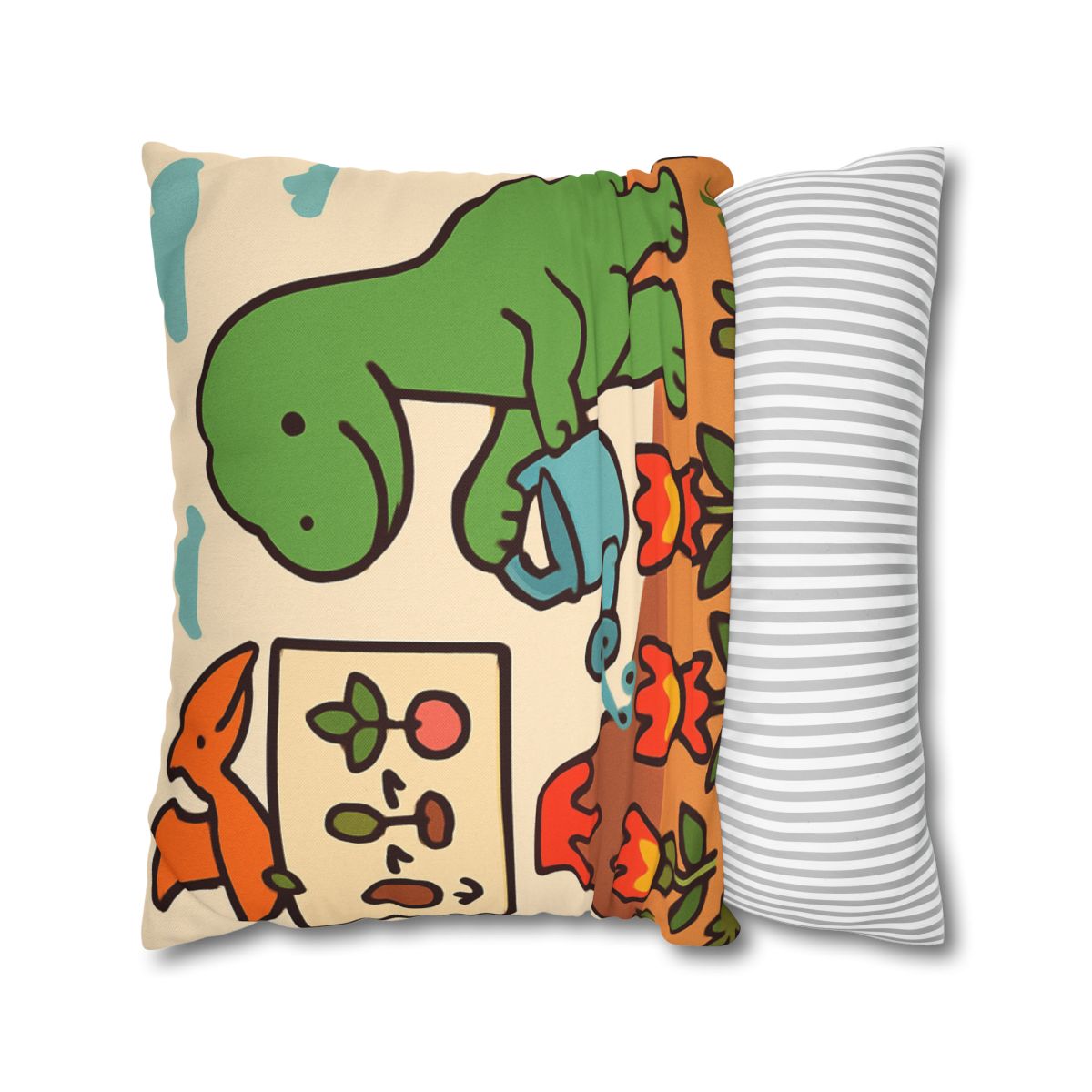 Volcano Garden Of Friendly Dinosaurs trendy patterned pillow cases