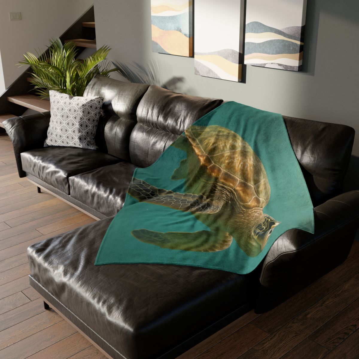 Amber Stillness Green Sea Turtle trendy patterned blankets