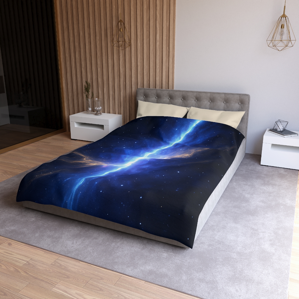 Luminous Horizon Rift designer printed duvets