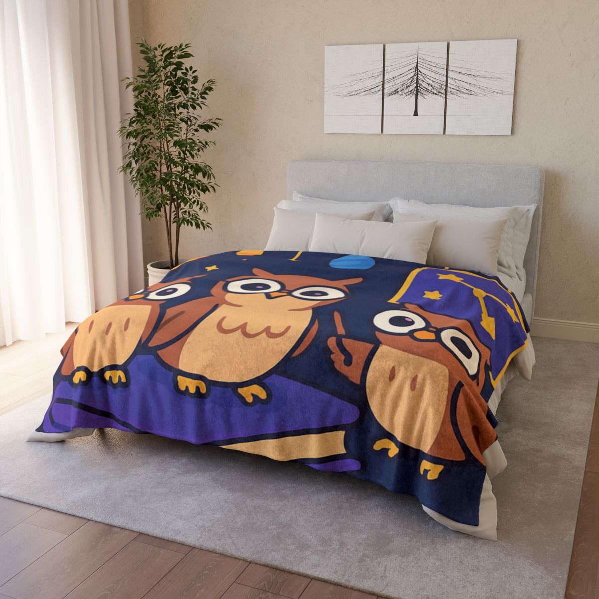 Galaxy Library Of The Wise Owls warm winter blankets
