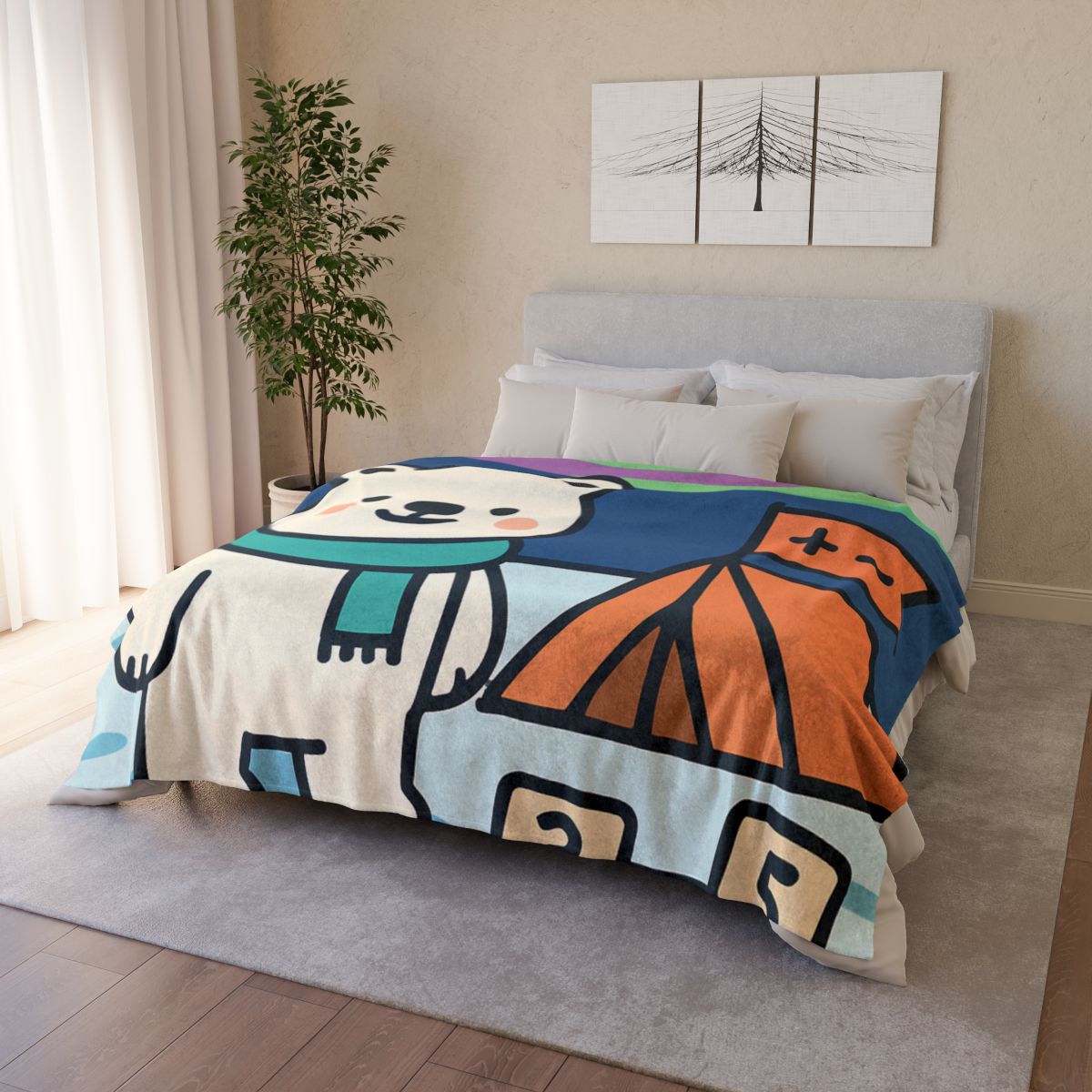 Polar Bear Aurora Math Camp custom blankets