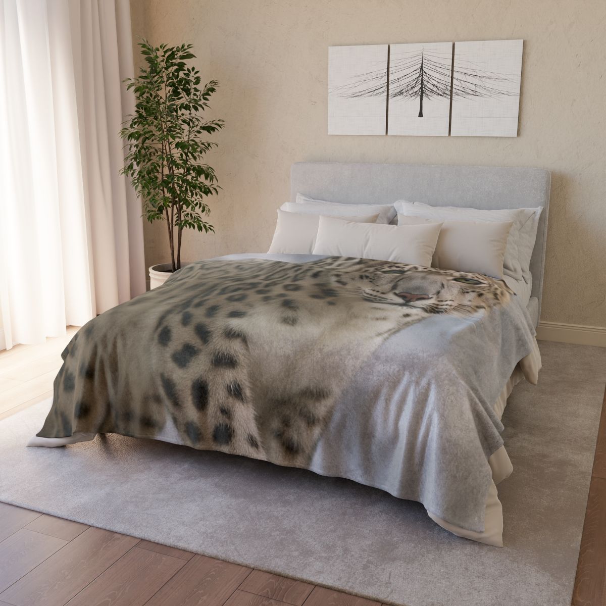 Snow Leopard Silent Ascent personalized cozy blankets
