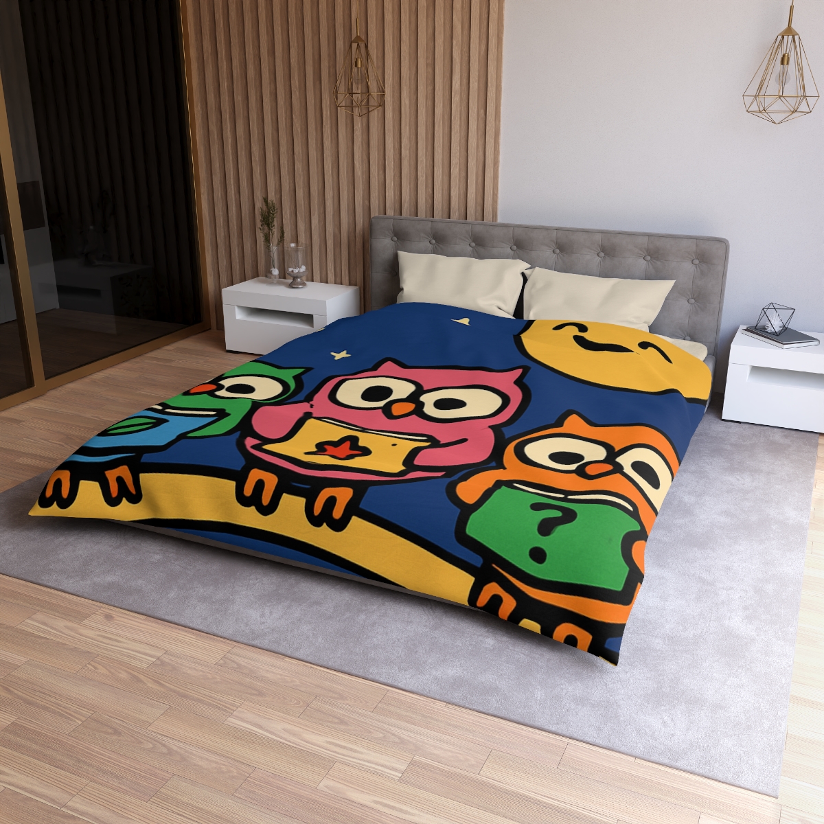 Galaxy Garden Of Curious Owls soft comforter duvets