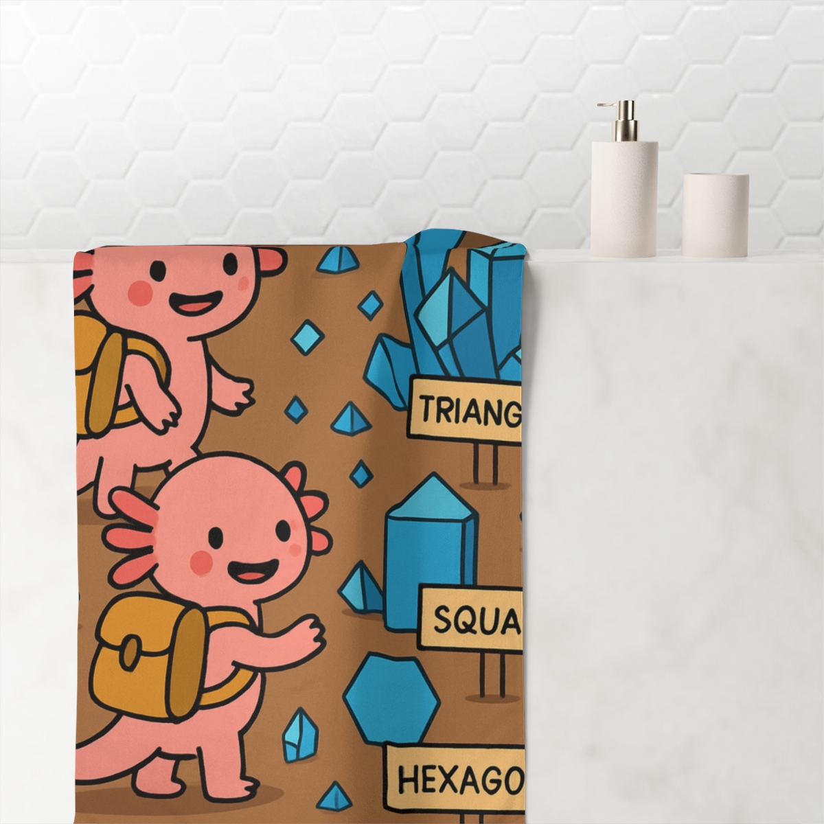 Crystal Cave Axolotl Explorers soft cotton towels