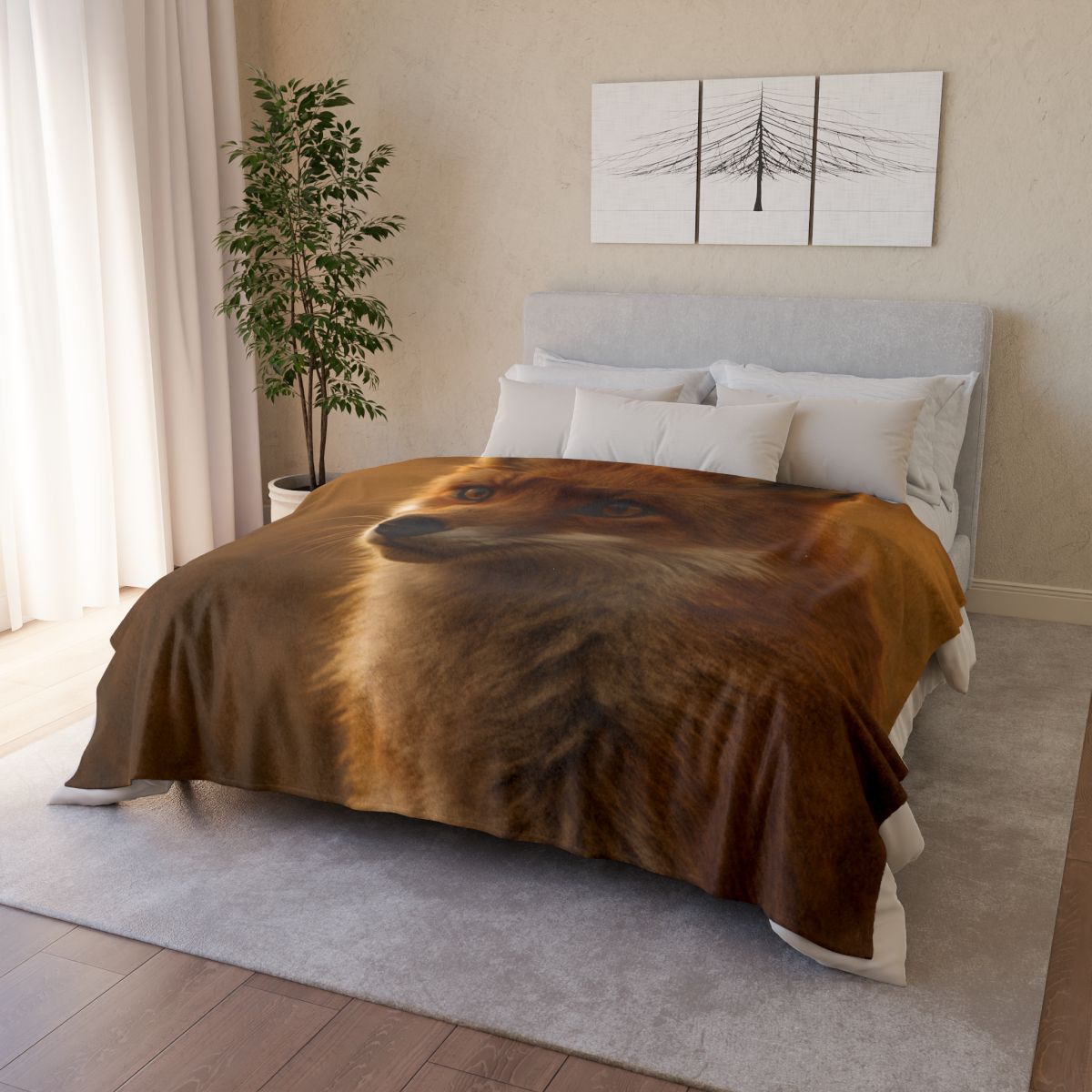 Crimson Whisper Red Fox soft fleece blankets