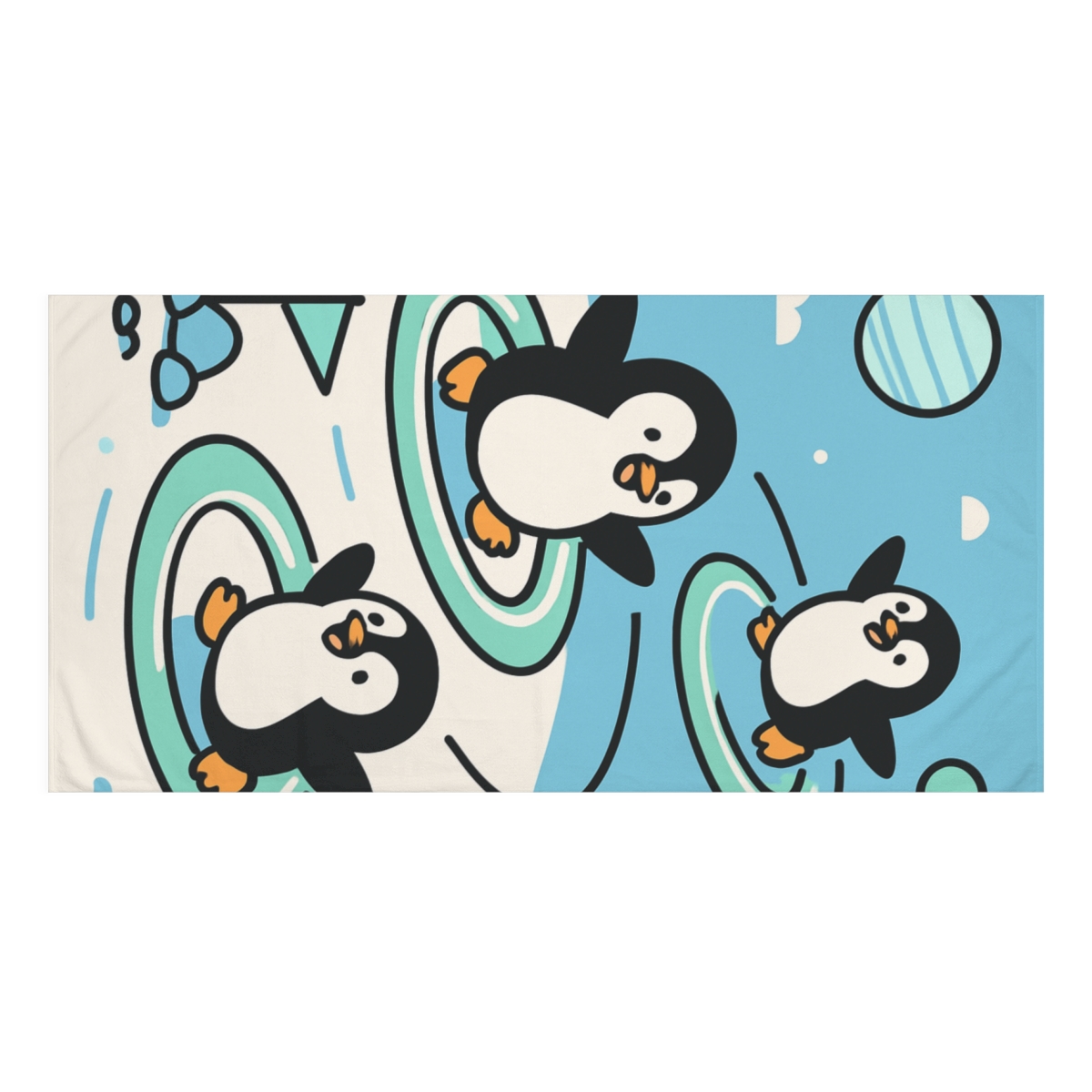 Planetary Playground Penguins personalized bath towels