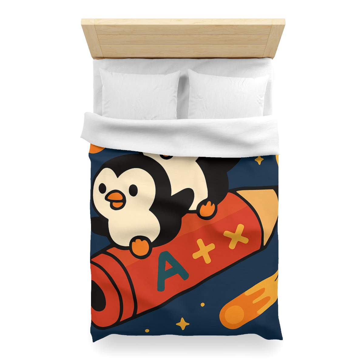 Rocket Riding Penguin Explorers trendy bedroom duvets