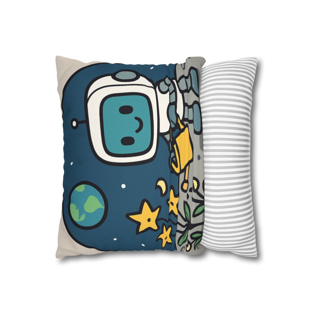 Moon Garden Robot And Space Sprouts designer print pillow cases