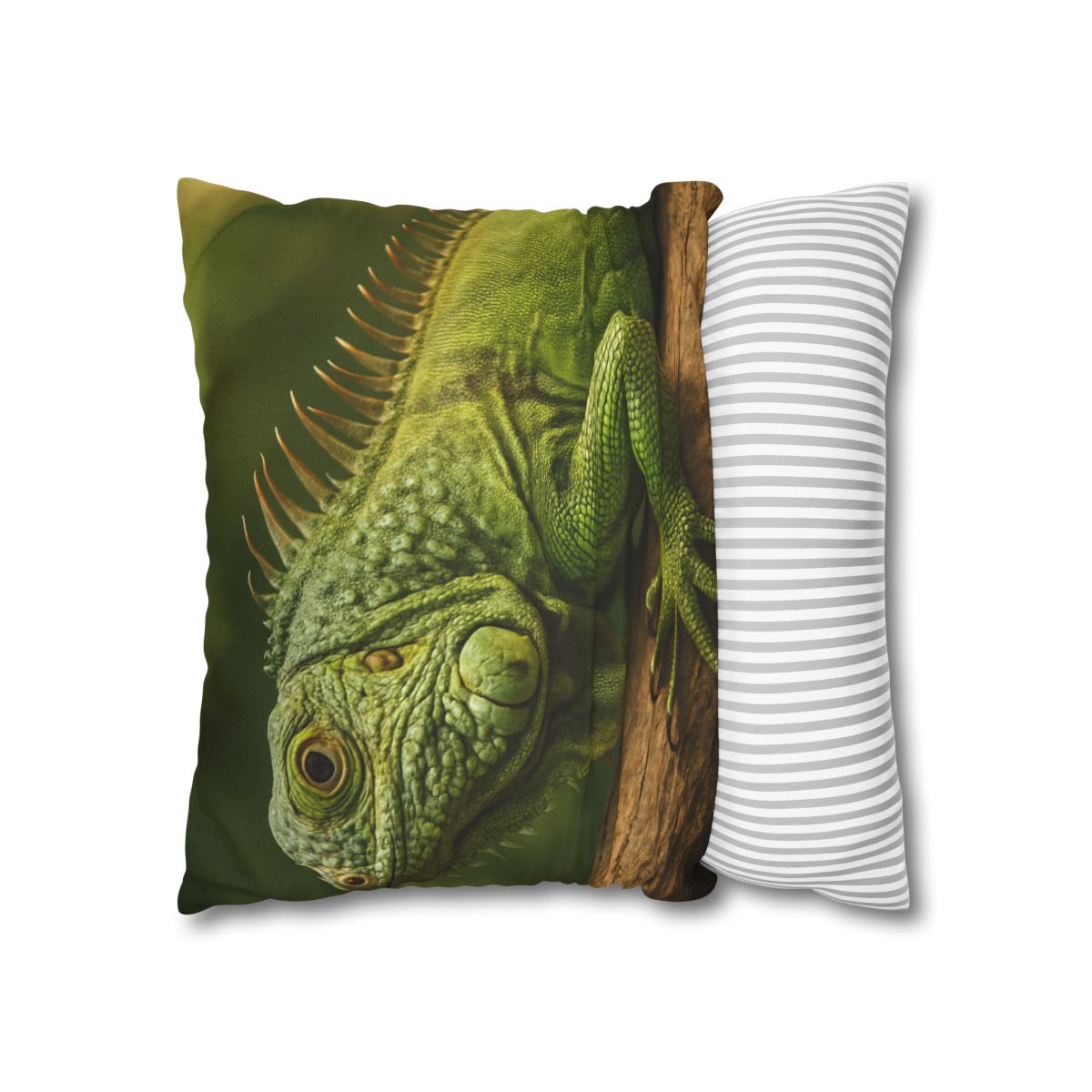 Verdant Stillness Green Iguana designer print pillow cases