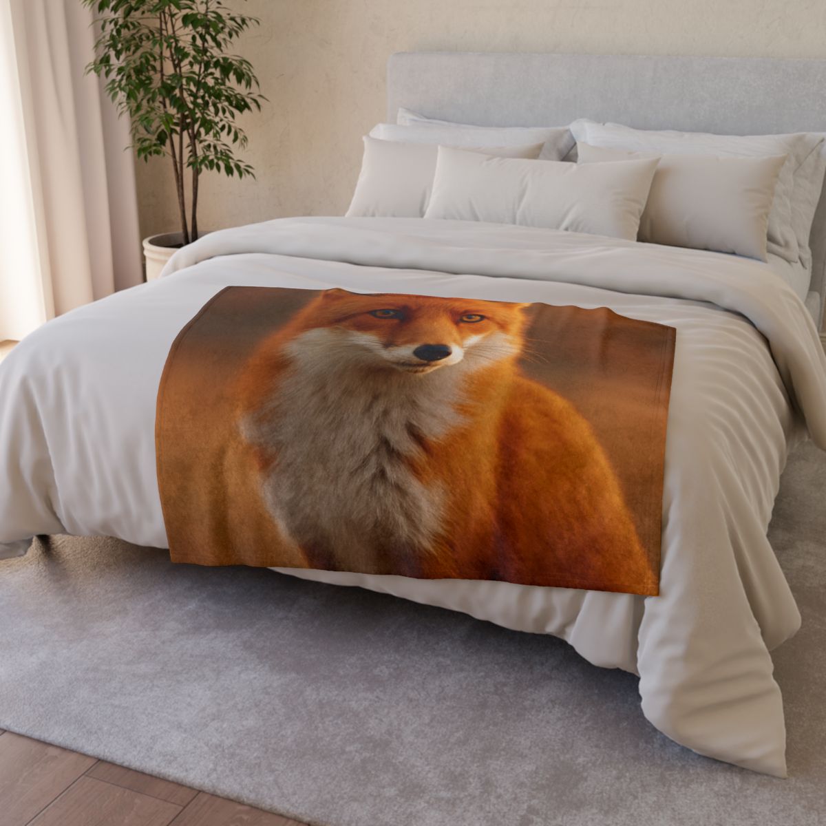 Crimson Whisper Red Fox personalized cozy blankets