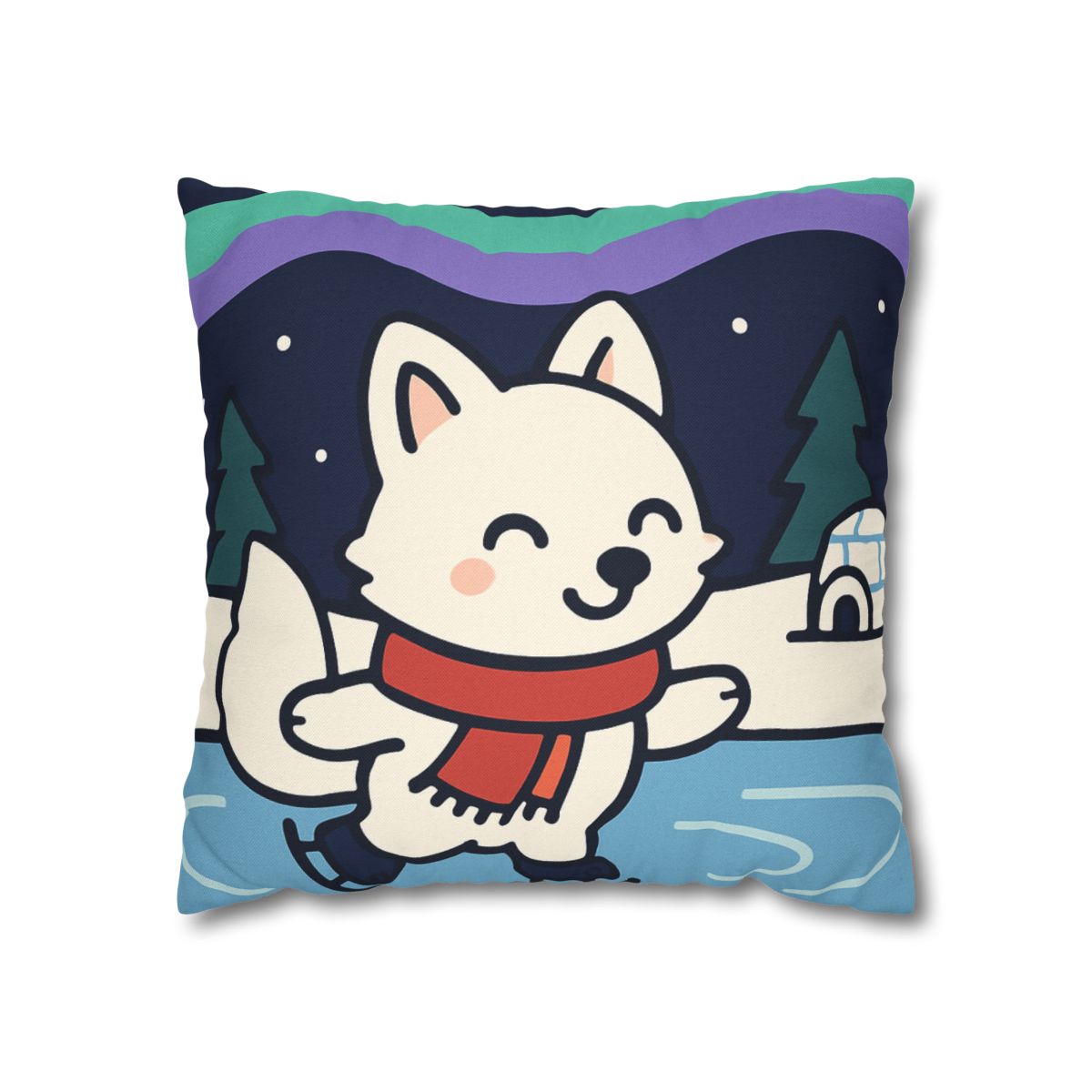 Aurora Snow Fox Skate Night trendy patterned pillow cases