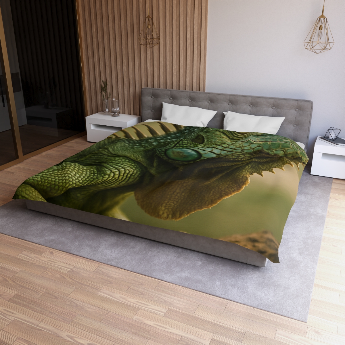 Sunlit Armor Green Iguana warm winter duvets