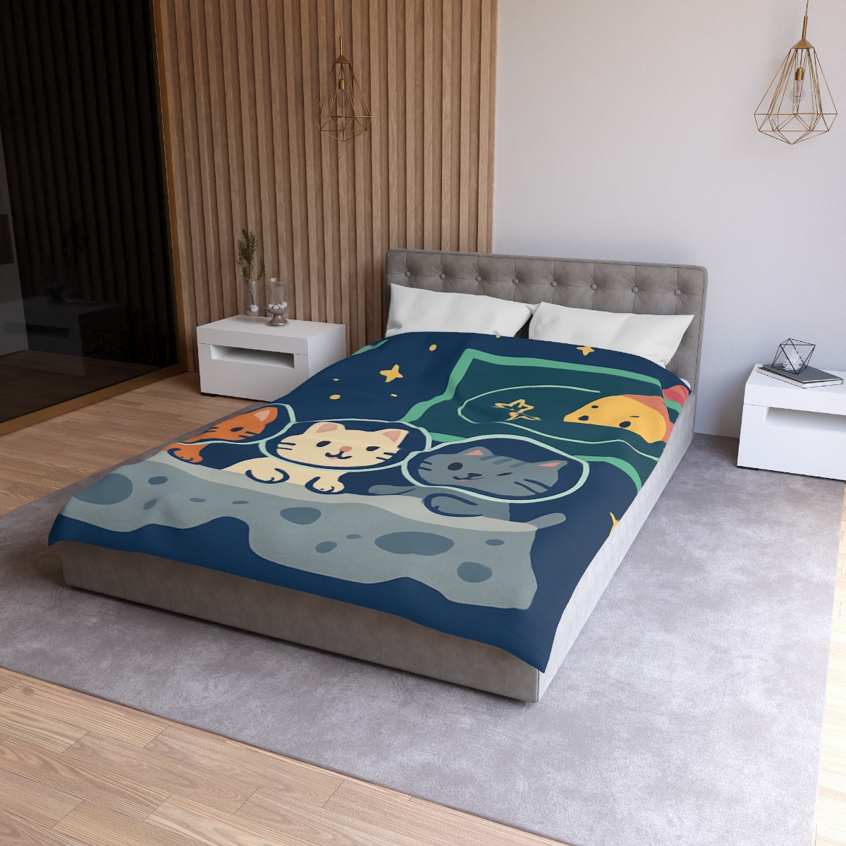 Comet Classroom For Curious Kittens designer printed duvets