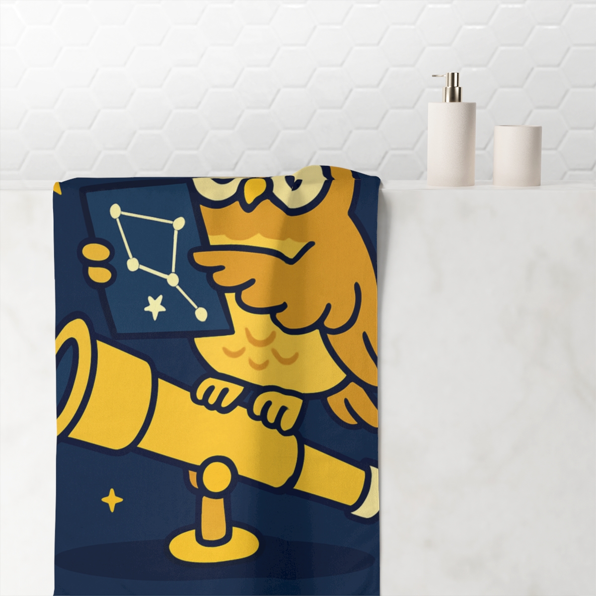 Moonlight Owl Star Map comfortable face towels