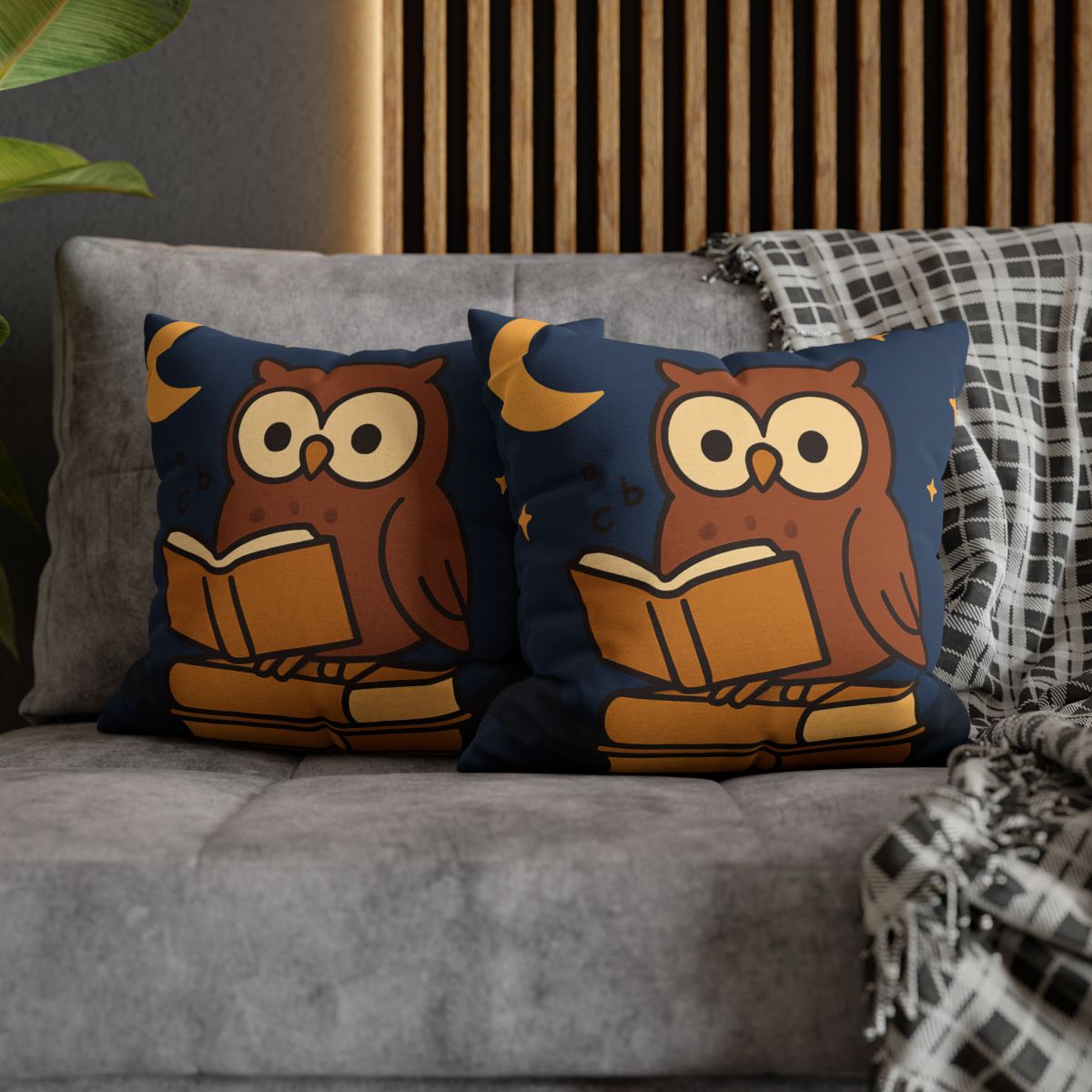 Moonlight Owl Library soft cotton pillow cases