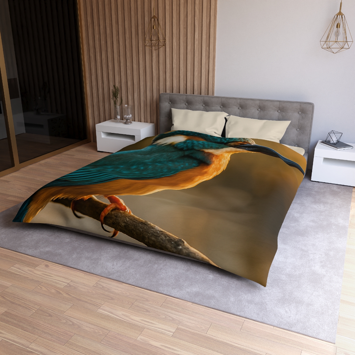 Emerald Glide Common Kingfisher personalized bedding duvets