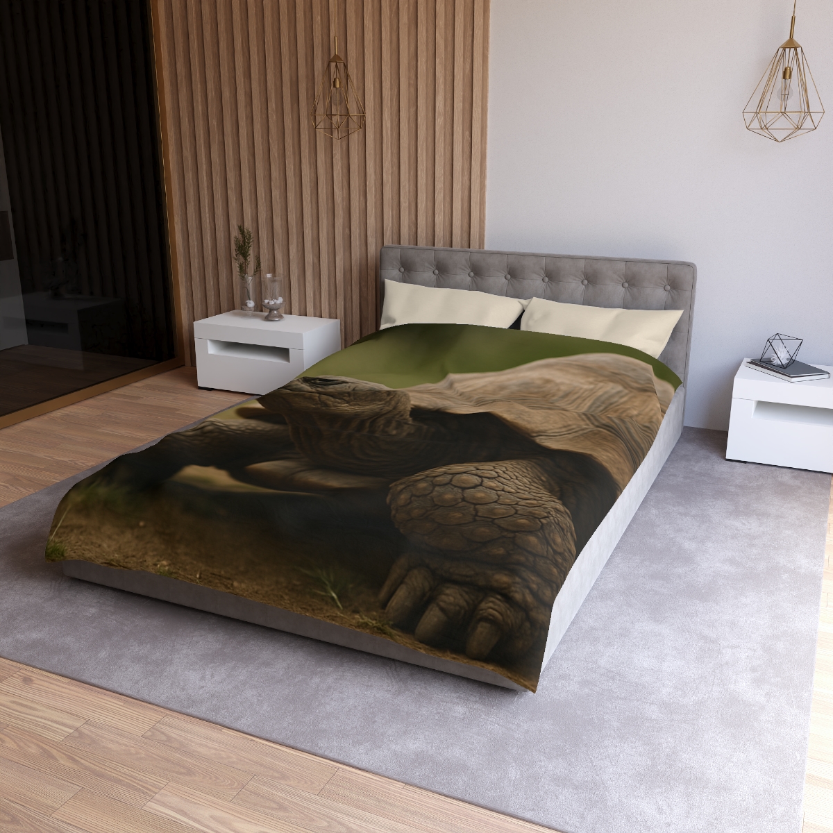Giant Tortoise Timebound Gaze designer printed duvets