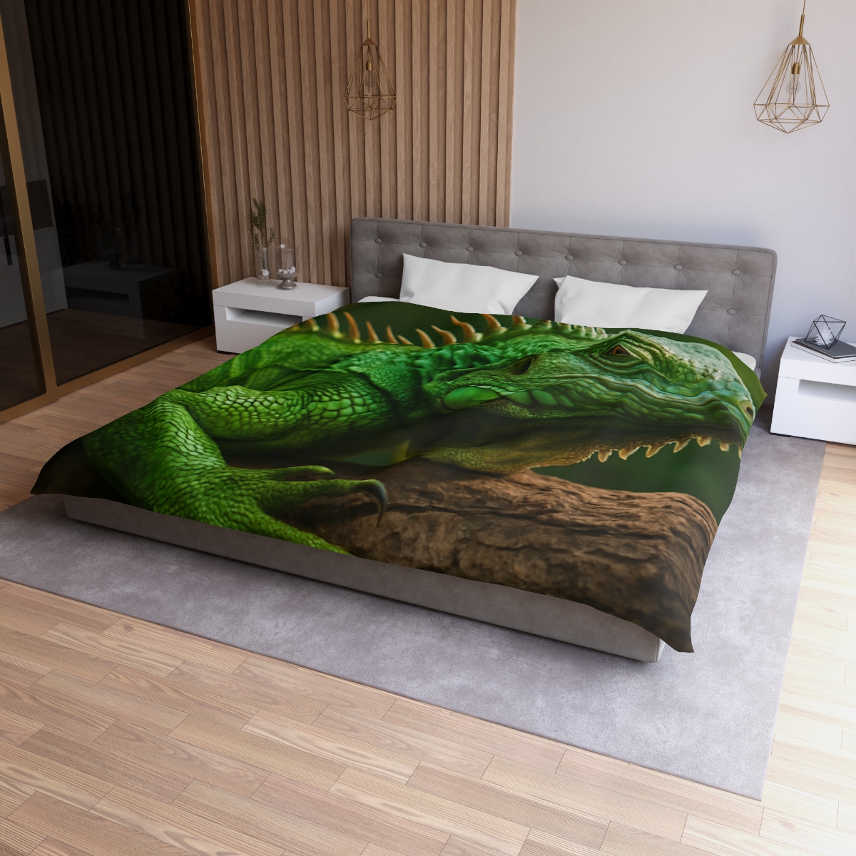 Emerald Gaze Green Iguana warm winter duvets
