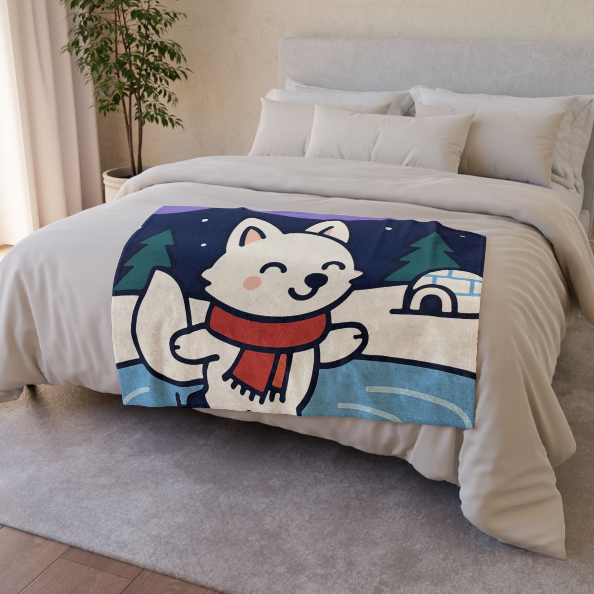 Aurora Snow Fox Skate Night warm winter blankets