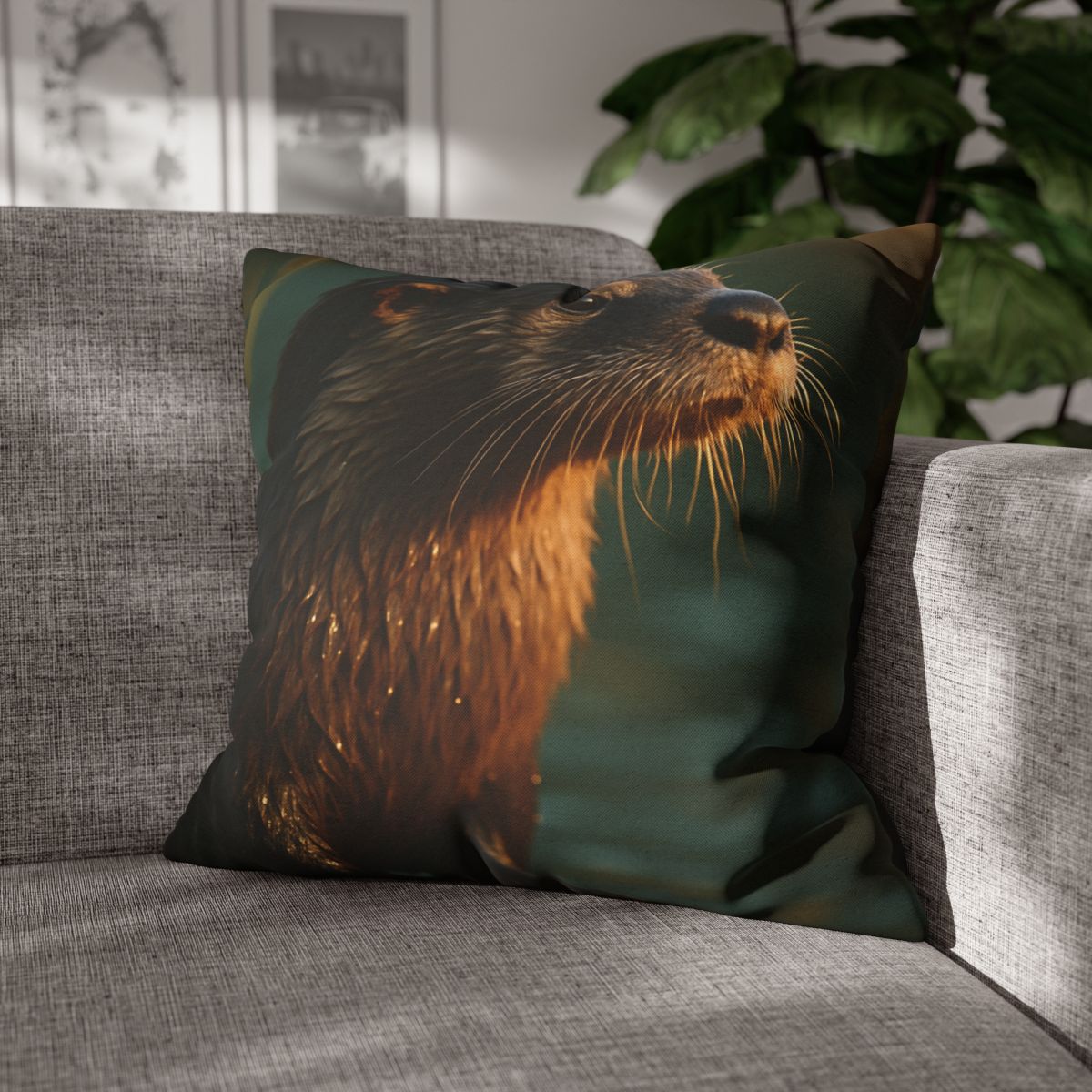 Glinting Stream River Otter soft cotton pillow cases