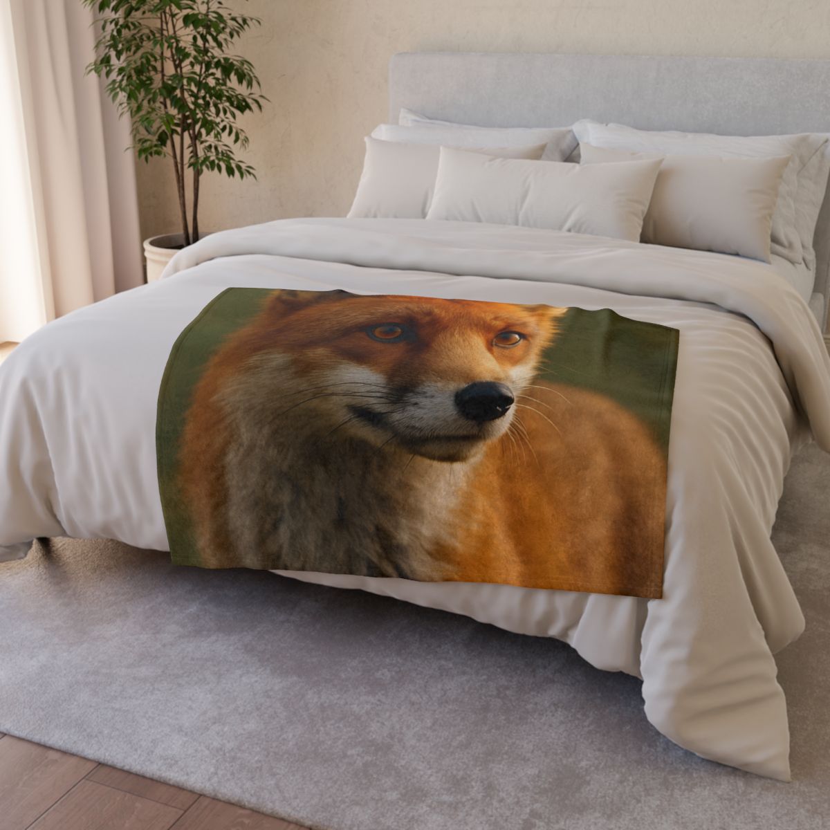 Crimson Whisper Red Fox soft fleece blankets