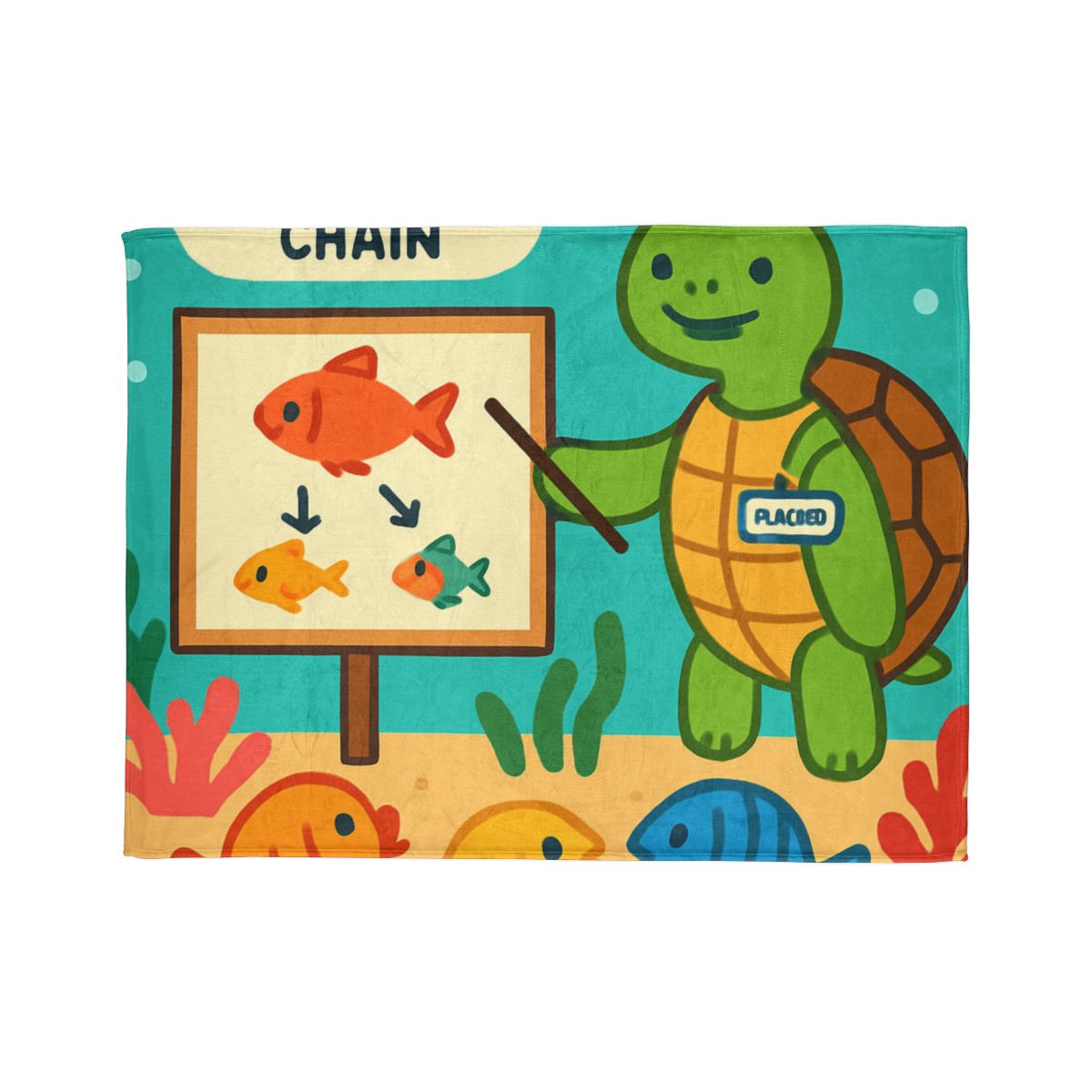 Coral Classroom Sea Turtle Guide personalized cozy blankets