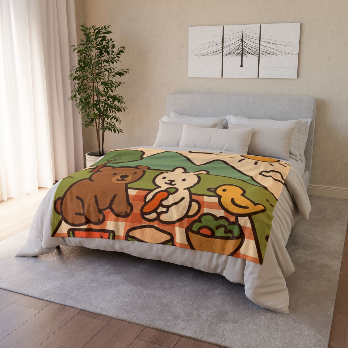 Mountain Picnic Pals trendy patterned blankets