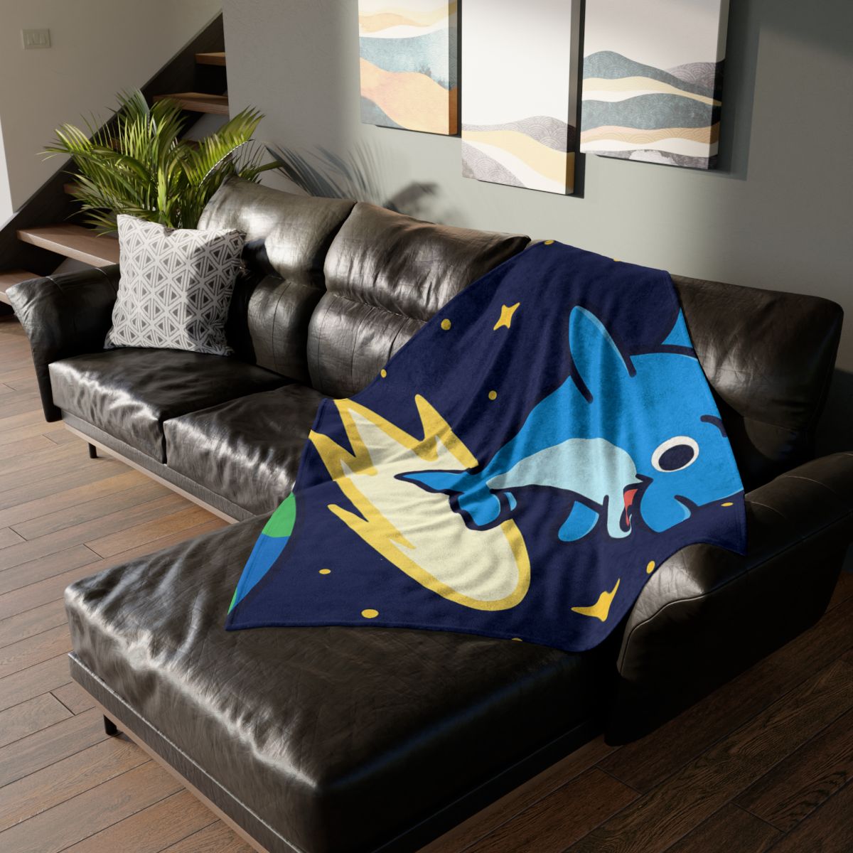 Cosmic Dolphin Comet Ride stylish throw blankets