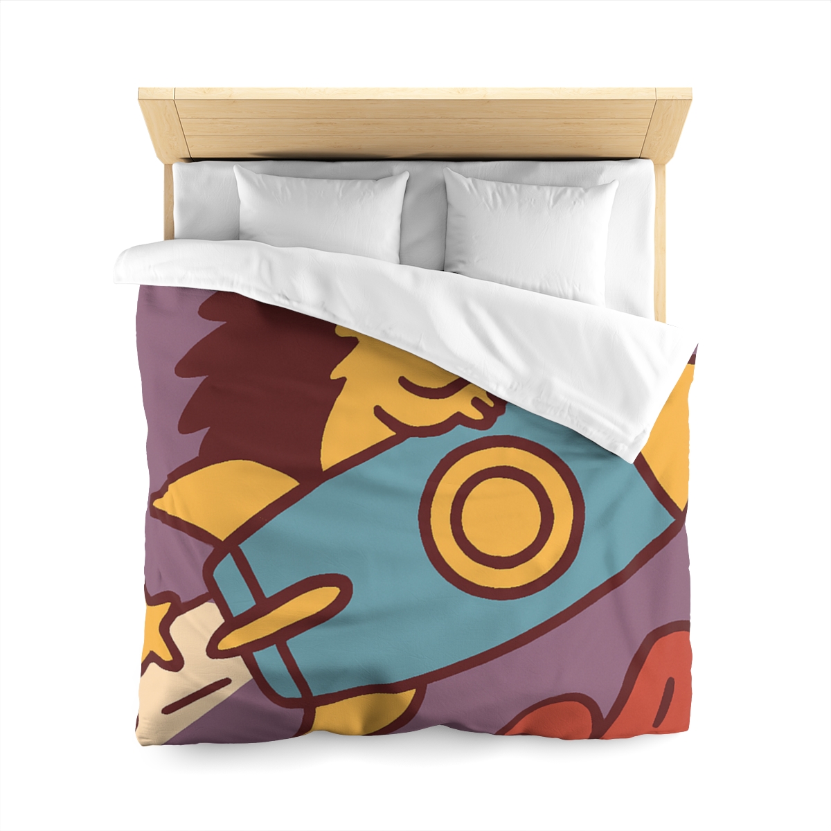 Rocket-Riding Hedgehog personalized bedding duvets