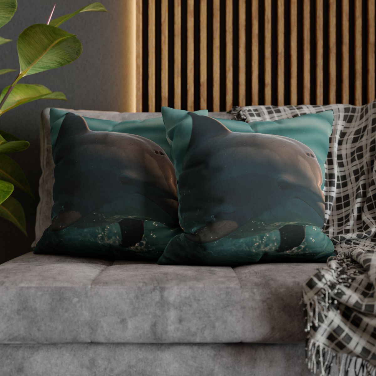 Silver Glide Bottlenose Dolphin designer print pillow cases