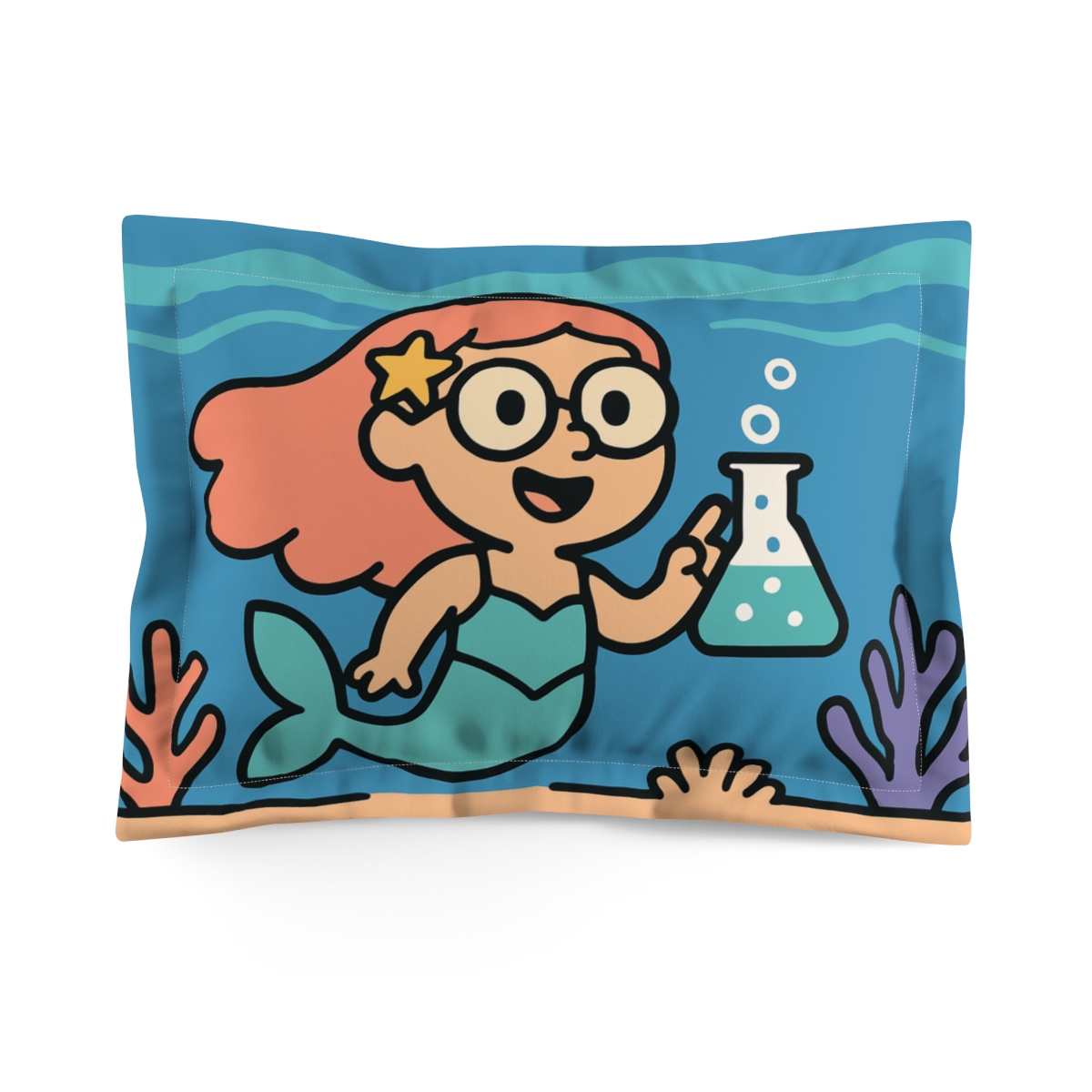 Aurora Reef Mermaid Scientist designer printed pillows