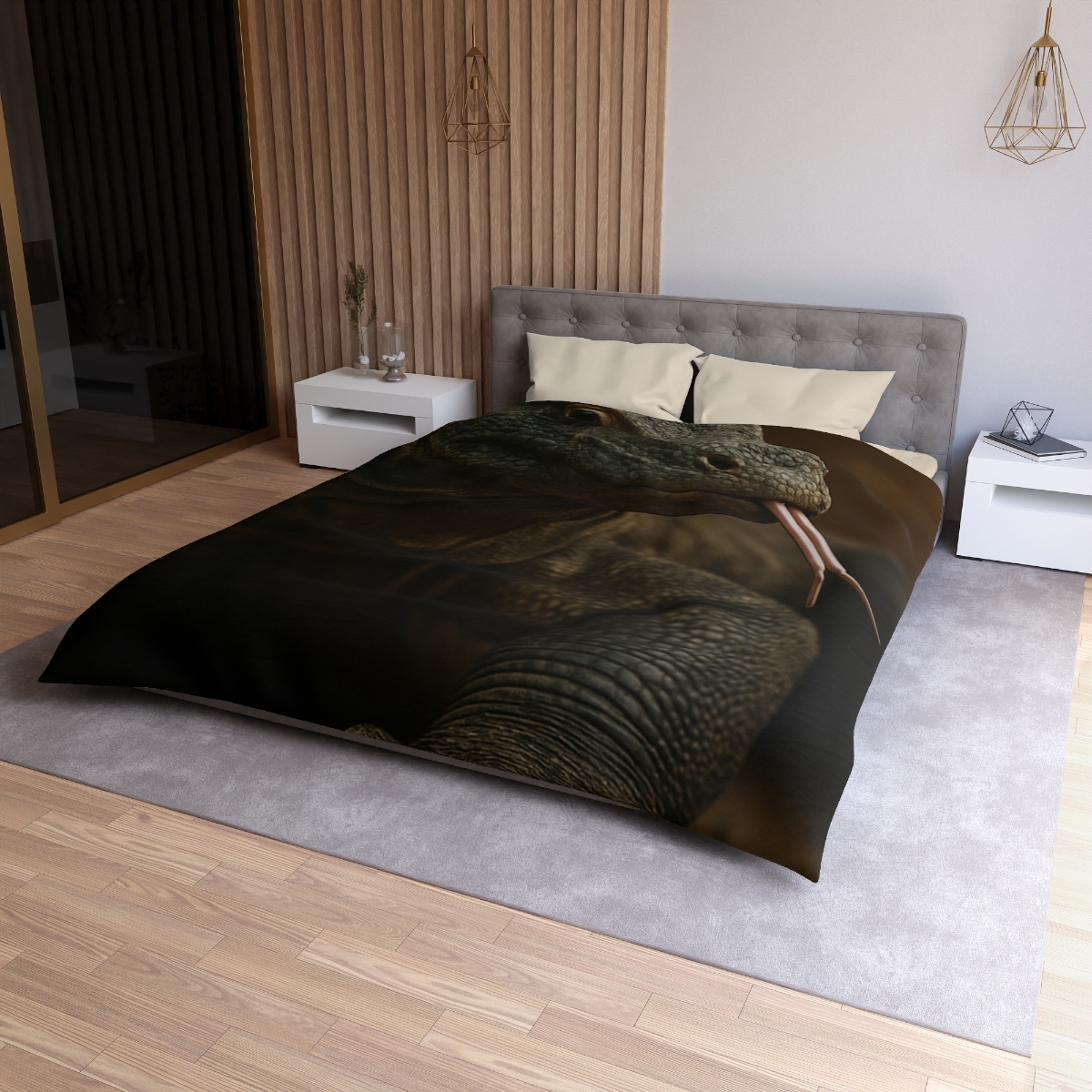 Ancient Sentinel Komodo Dragon designer printed duvets