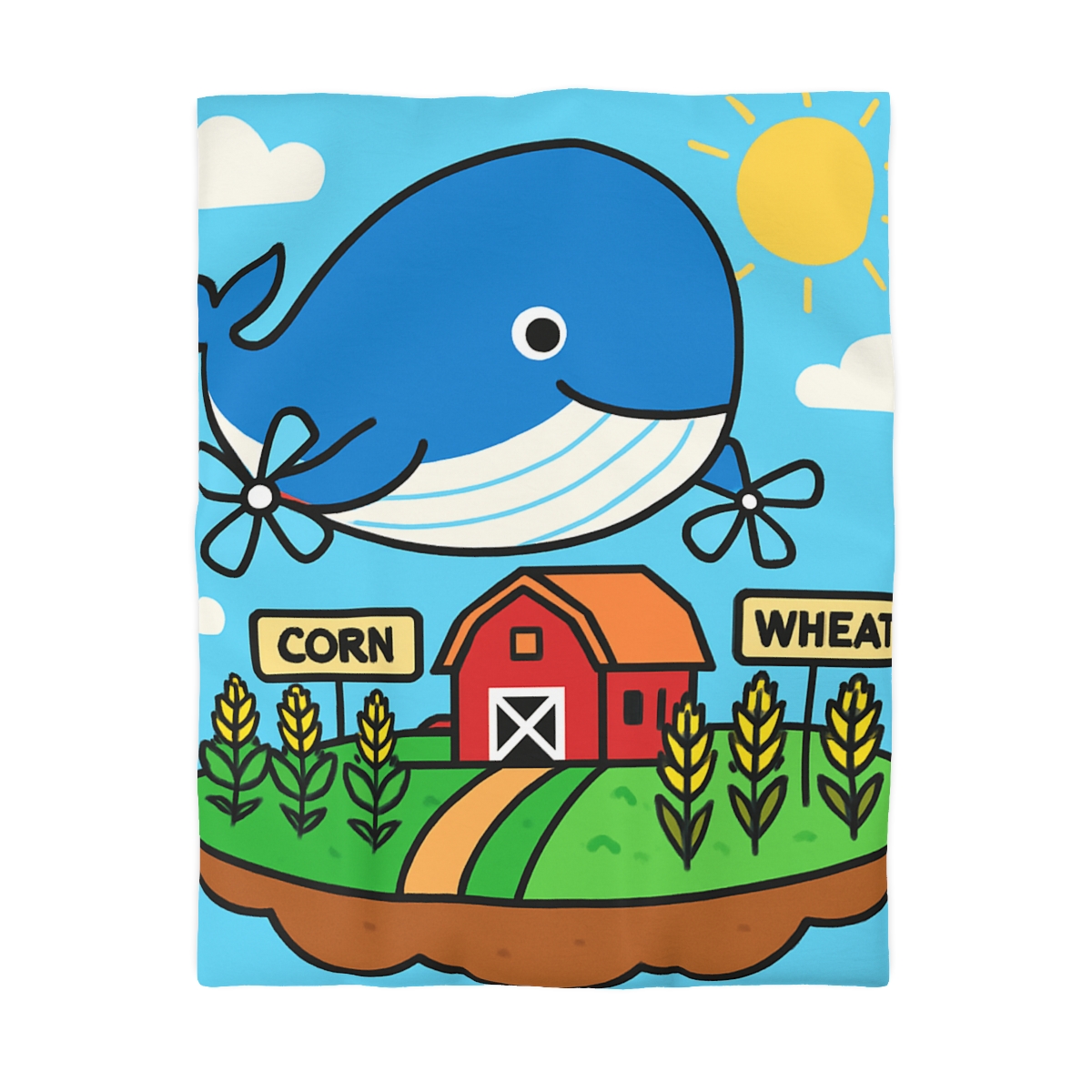 Windmill Whale Above The Floating Farm designer printed duvets
