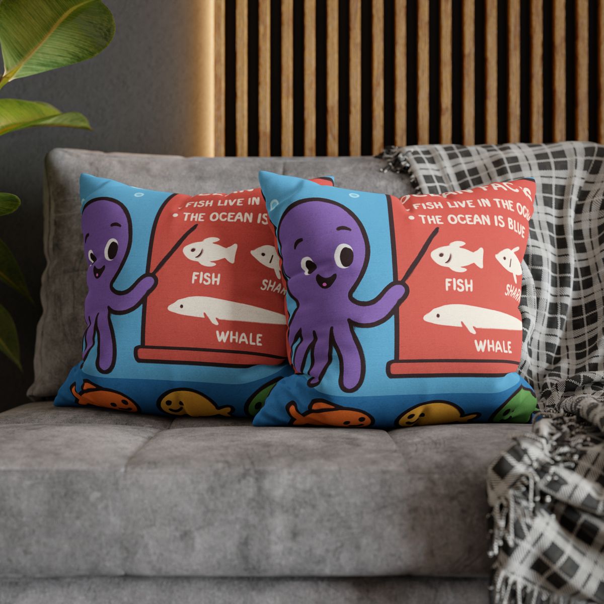 Coral Classroom With Professor Octopus soft cotton pillow cases