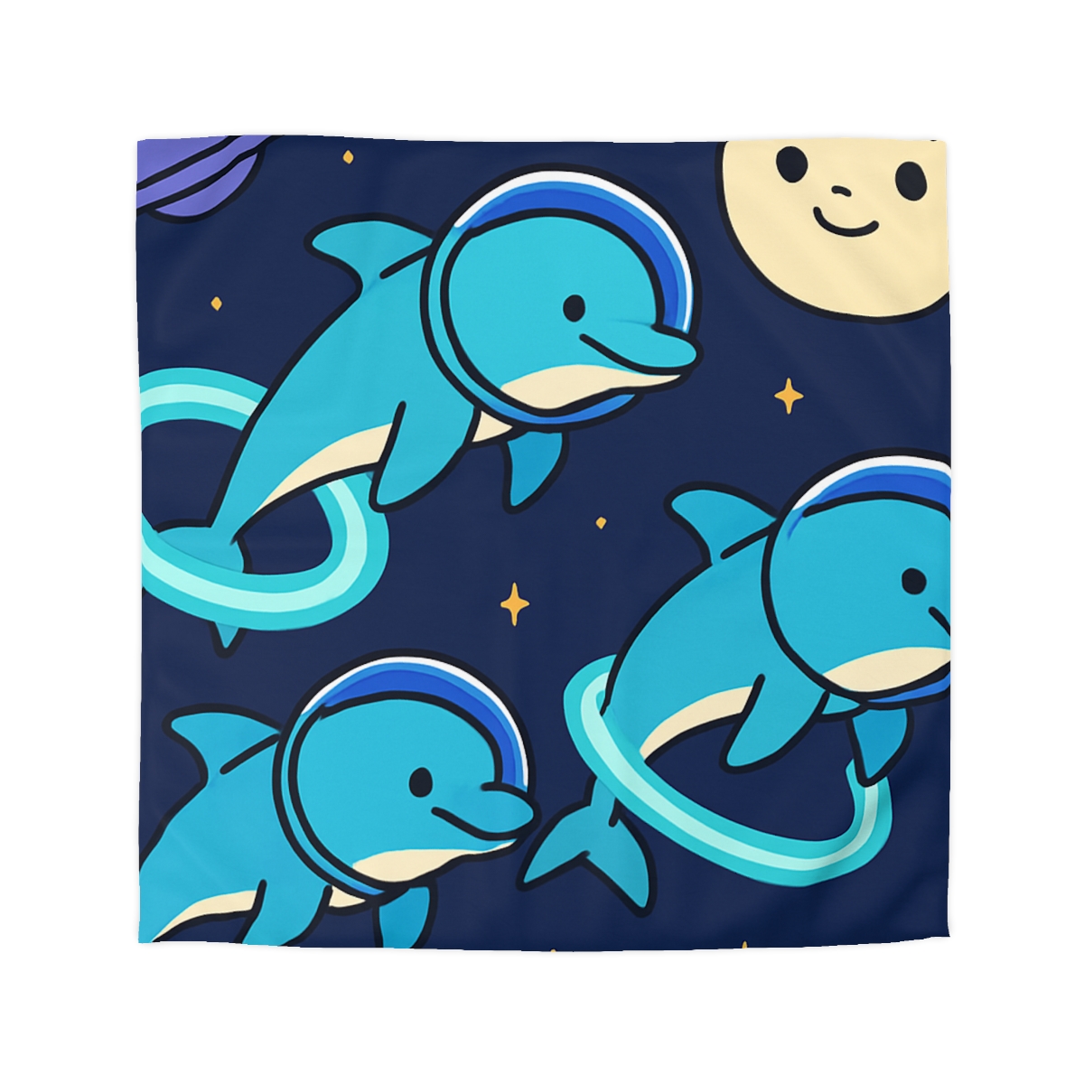 Cosmic Dolphin Playground personalized bedding duvets