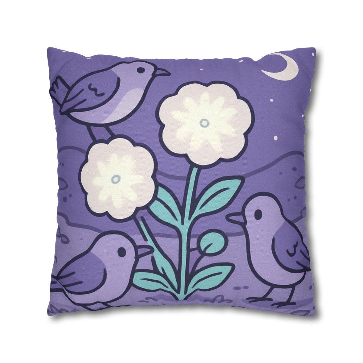 Moon Garden Nightingales designer print pillow cases