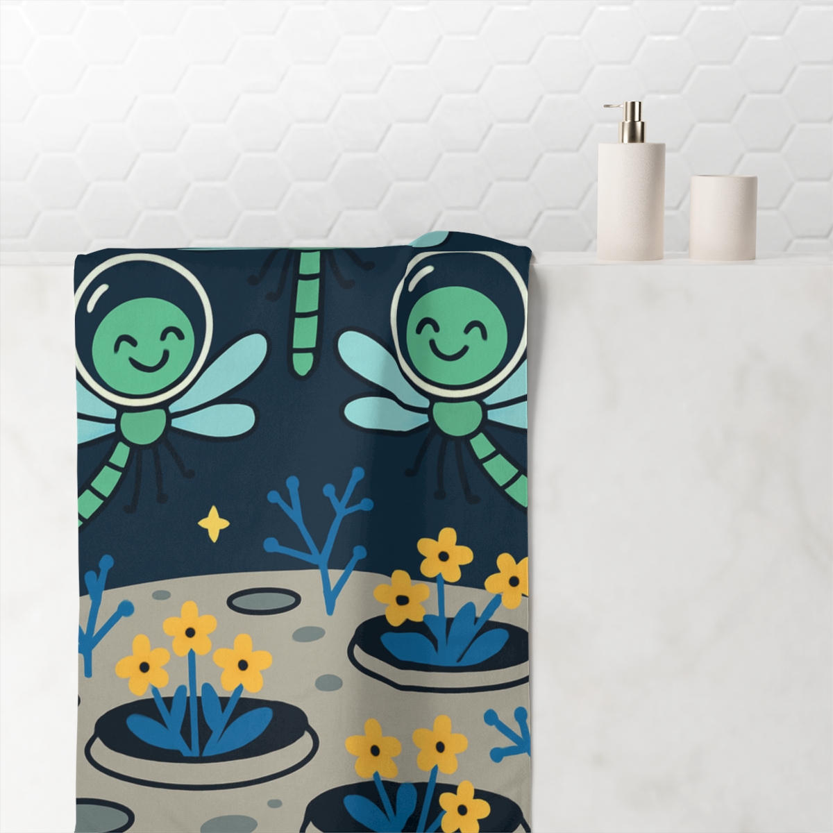 Lunar Garden Dragonflies soft cotton towels